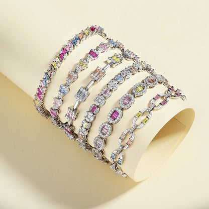 [Clover Jewels]Ornate Sparkling Multi Cut Party Bracelet