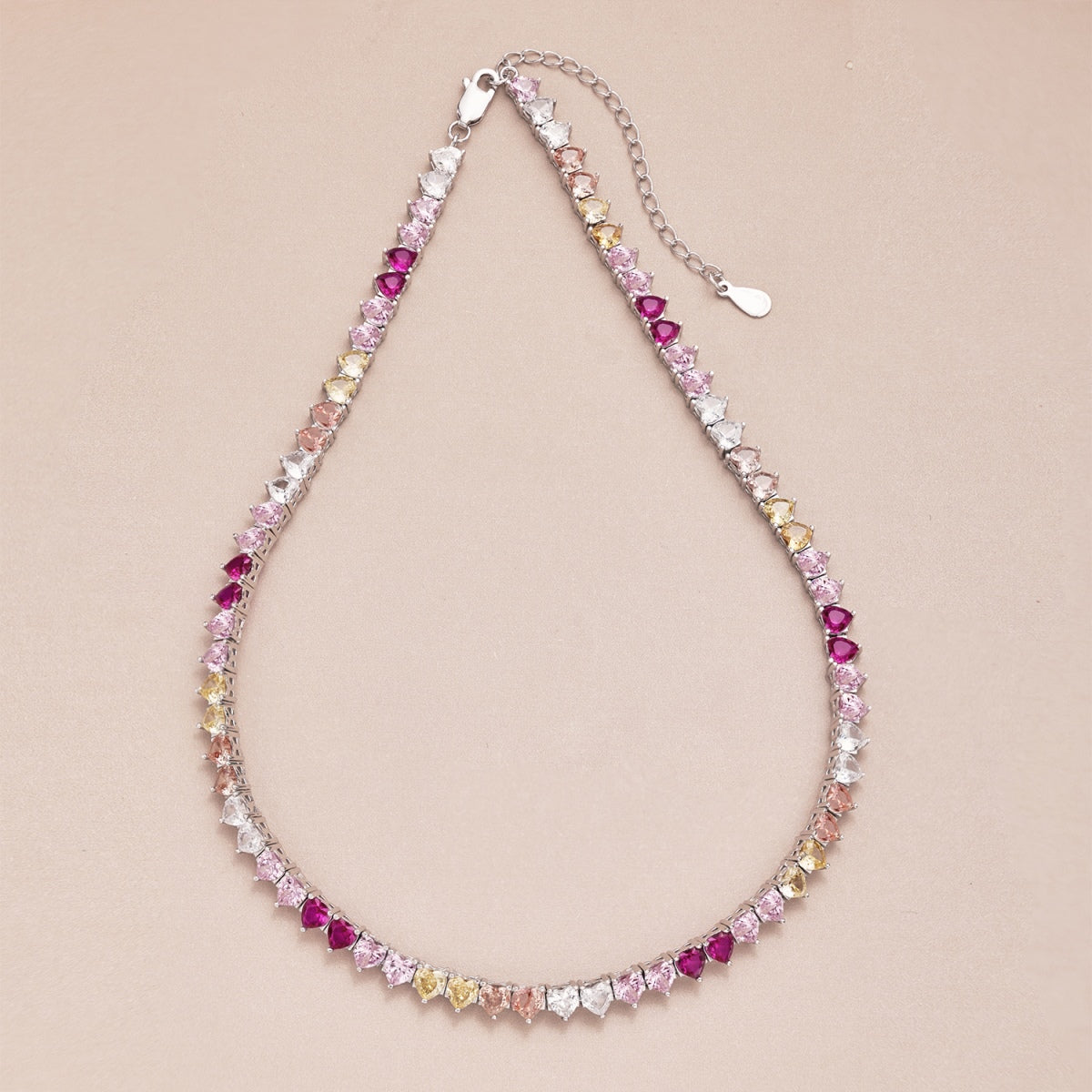 [Clover Jewels]Sparkling Colorful Full Heart Tennis Necklace