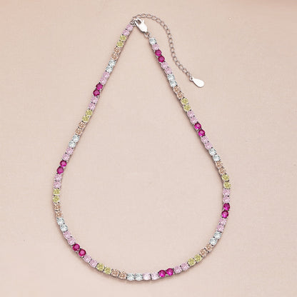 [Clover Jewels]Delicate Colorful Tennis Necklace