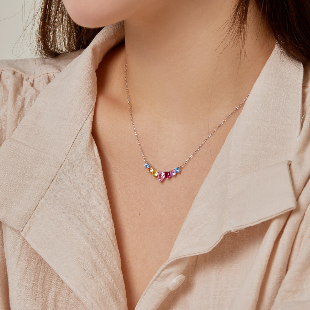 [Clover Jewels]Dainty Colorful Heart Necklace