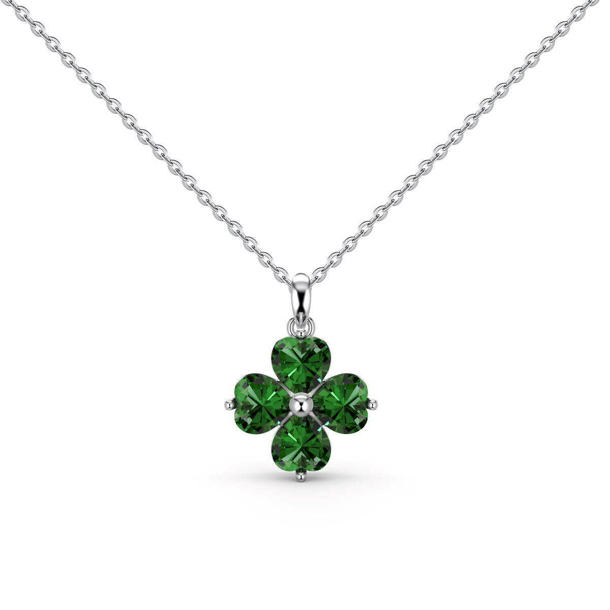 [Clover Jewels]Heart-Shaped Four-Leaf Clover Bead Necklace