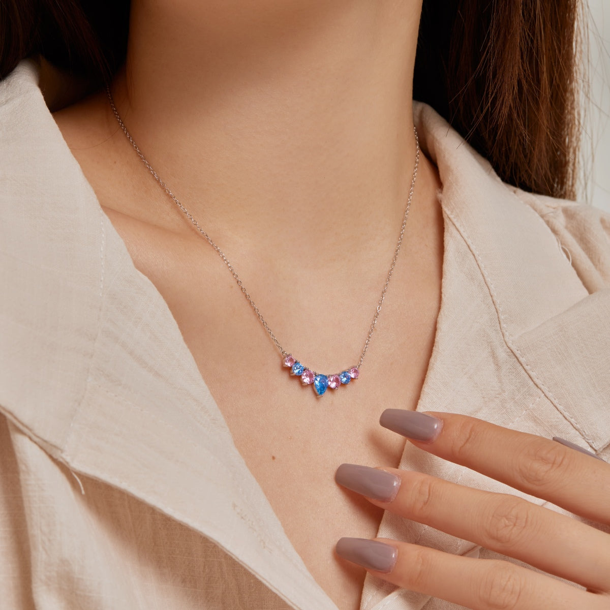 [Clover Jewels]Dainty Colorful Heart Necklace