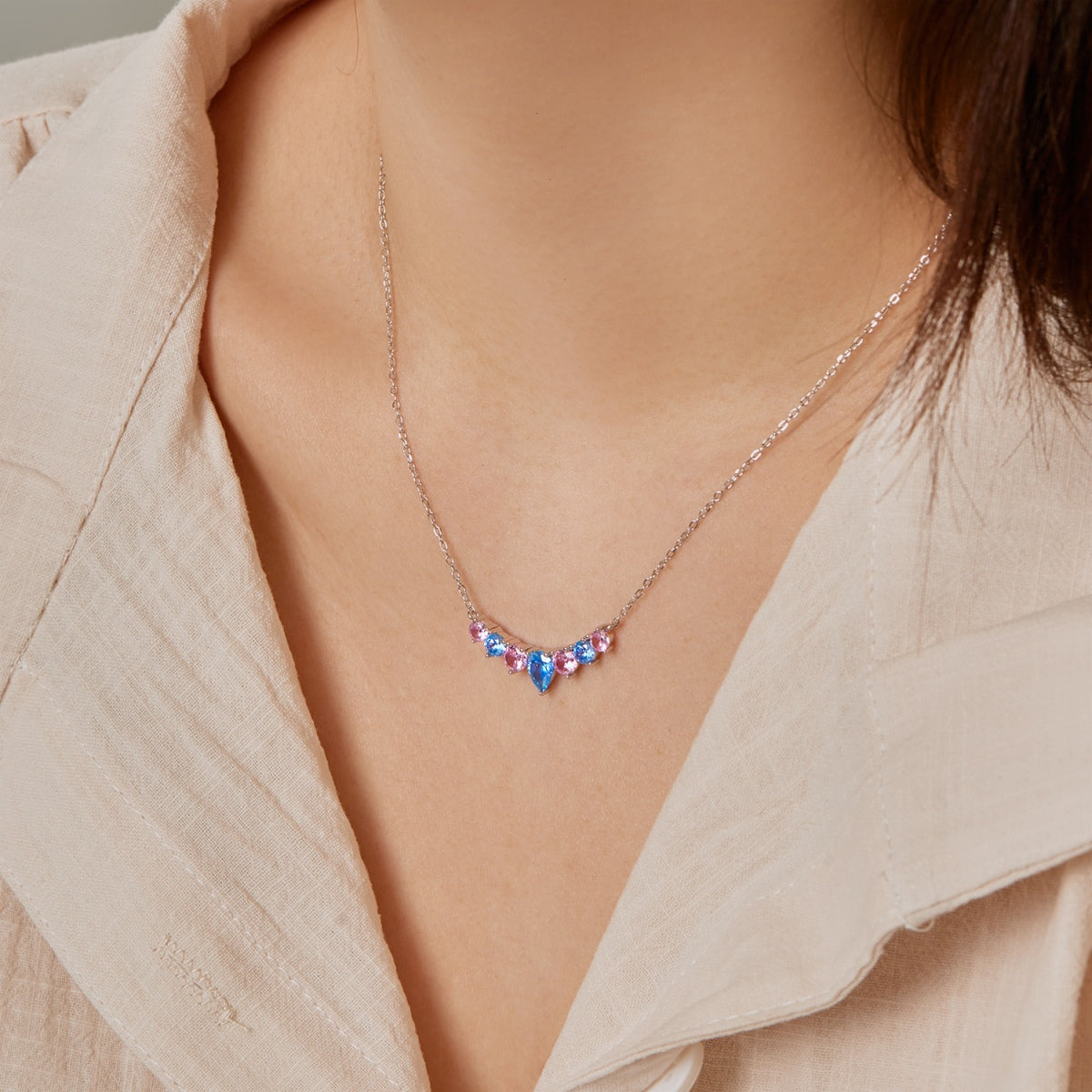 [Clover Jewels]Dainty Colorful Heart Necklace