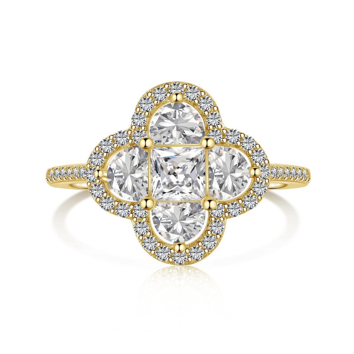 [Clover Jewels]Luxurious Eternity Flower Shape Banquet Ring