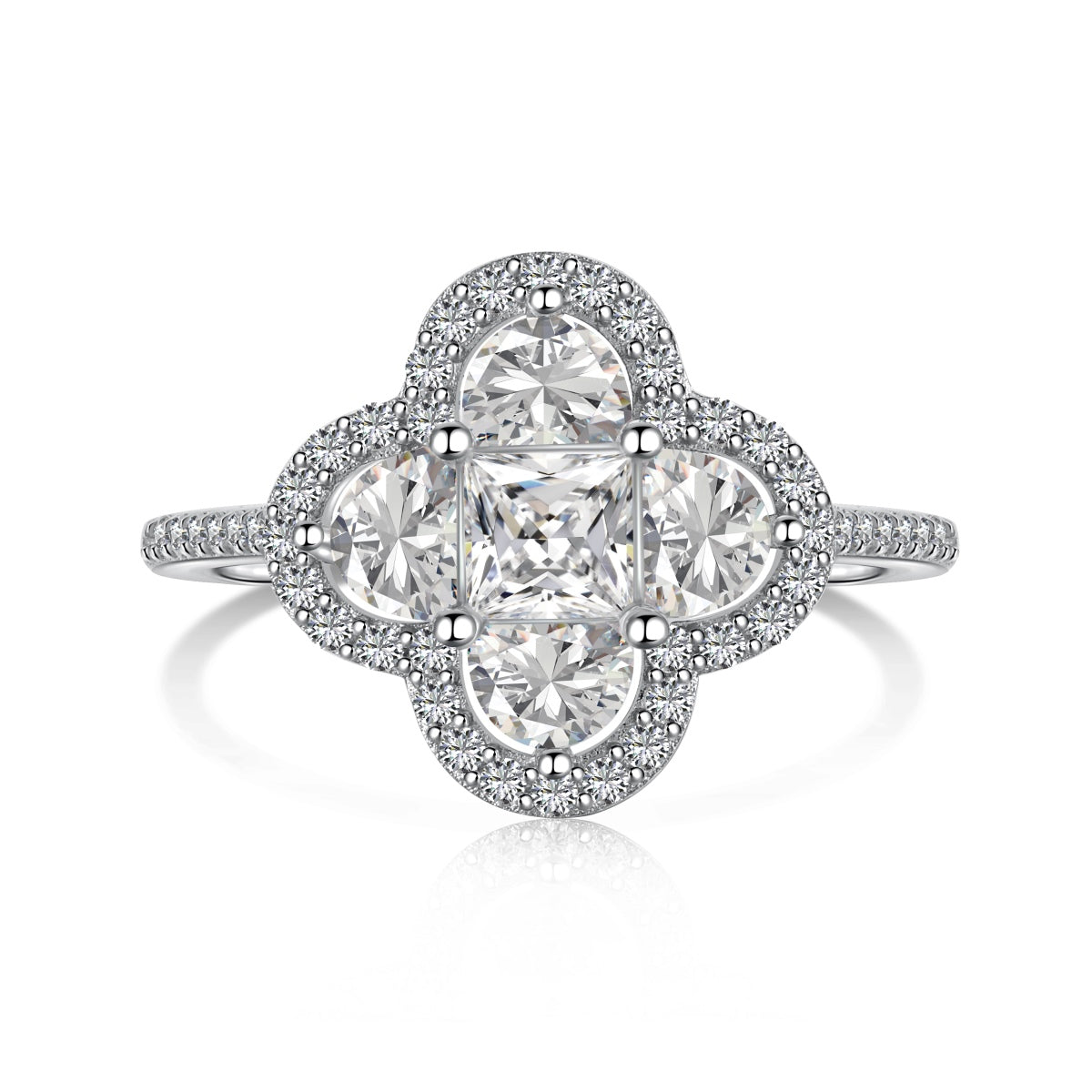 [Clover Jewels]Luxurious Eternity Flower Shape Banquet Ring