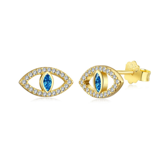 [Clover Jewels]Blue Devil Eyes Hollow Stud Earrings