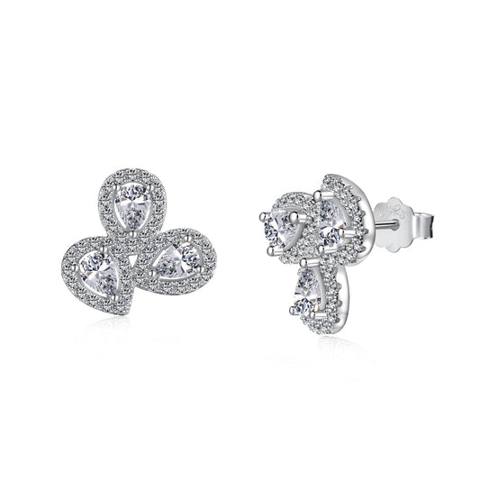 [Clover Jewels]Ornate Flower Shape Pear Cut Lover Earrings