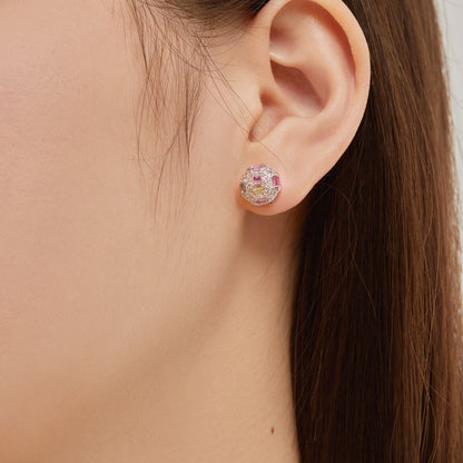 [Clover Jewels]Ornate Colorful Octagon Shape Daily Earrings