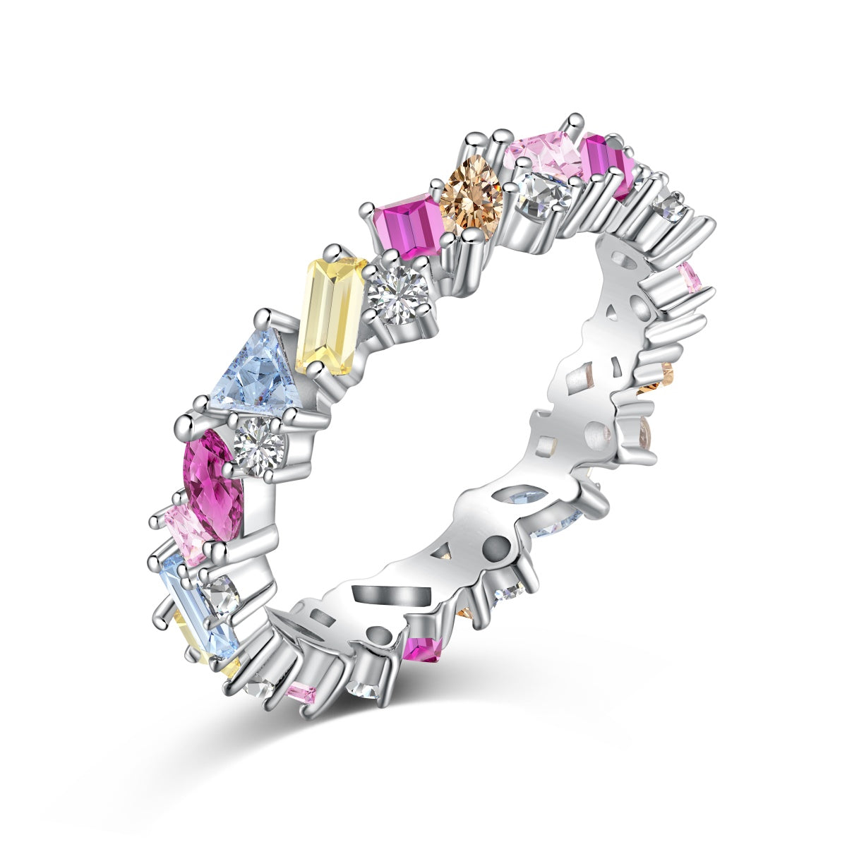 [Clover Jewels]Dazzling Polychromatic Multi cut Daily Ring