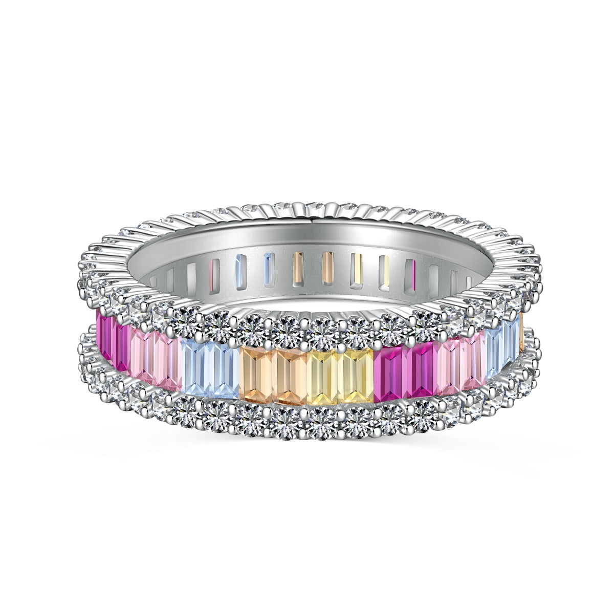 [Clover Jewels]Dainty Kaleidoscopic Emerald Cut Daily Ring