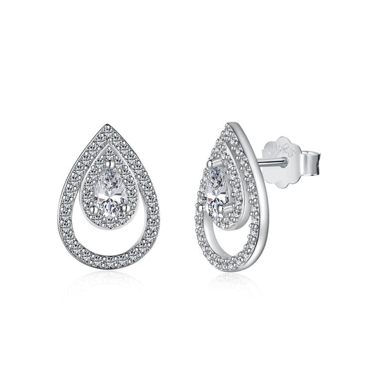 [Clover Jewels]Sparkling Delicate Water Drop Shape Daily Earrings