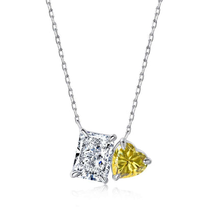 [Clover Jewels]Dazzling Square & Heart Shape Necklace