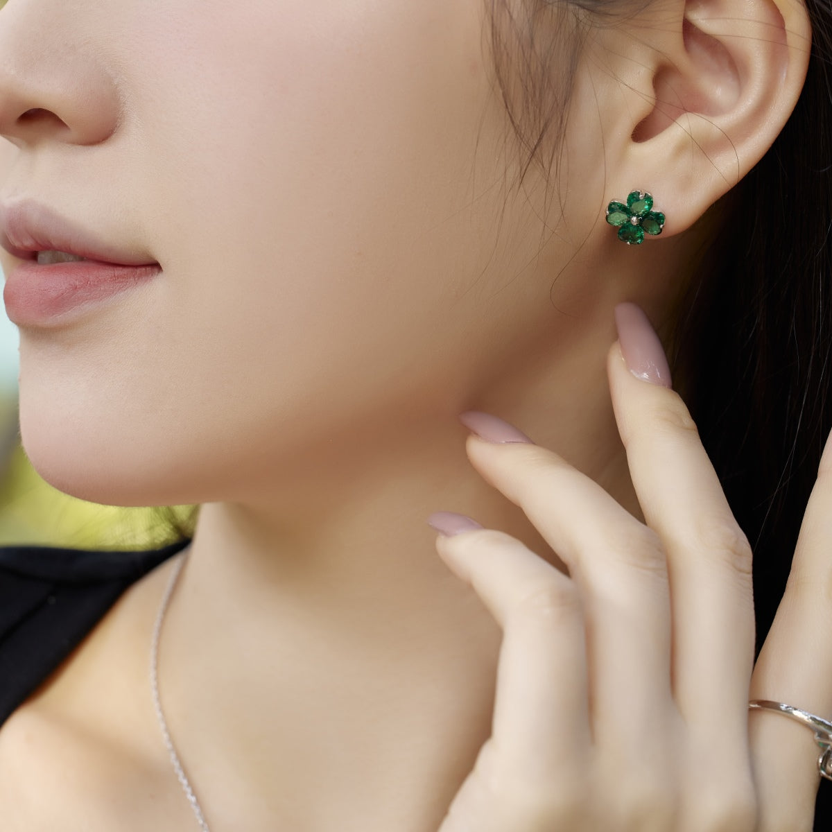 [Clover Jewels]Four-Leaf Clover Ball Earrings