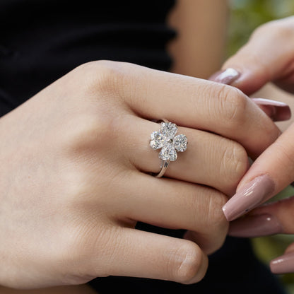 [Clover Jewels]Heart-shaped Four-Leaf Clover Ball Ring