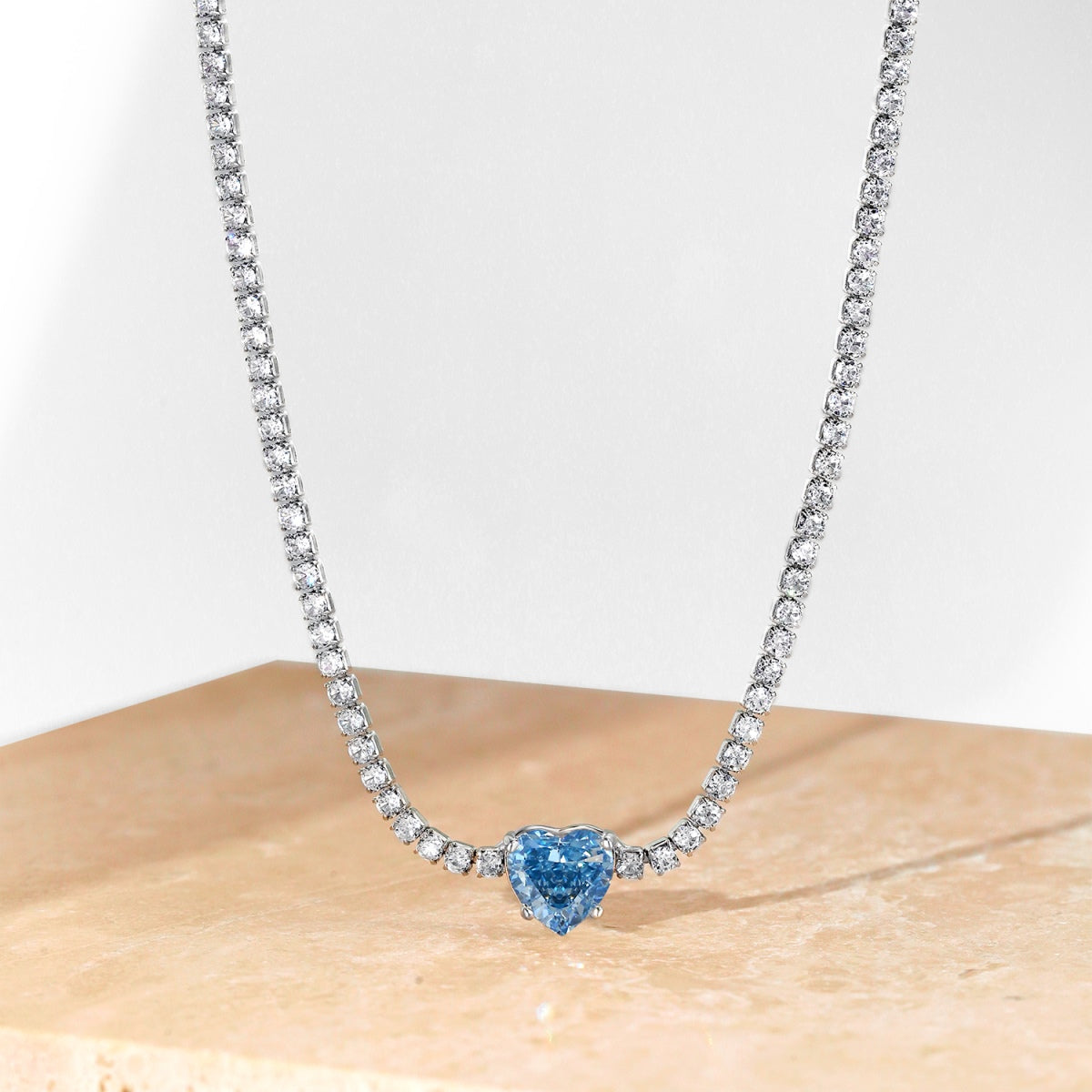 [Clover Jewels]2.0 Carat Sparkling Tennis Heart Cut Necklace