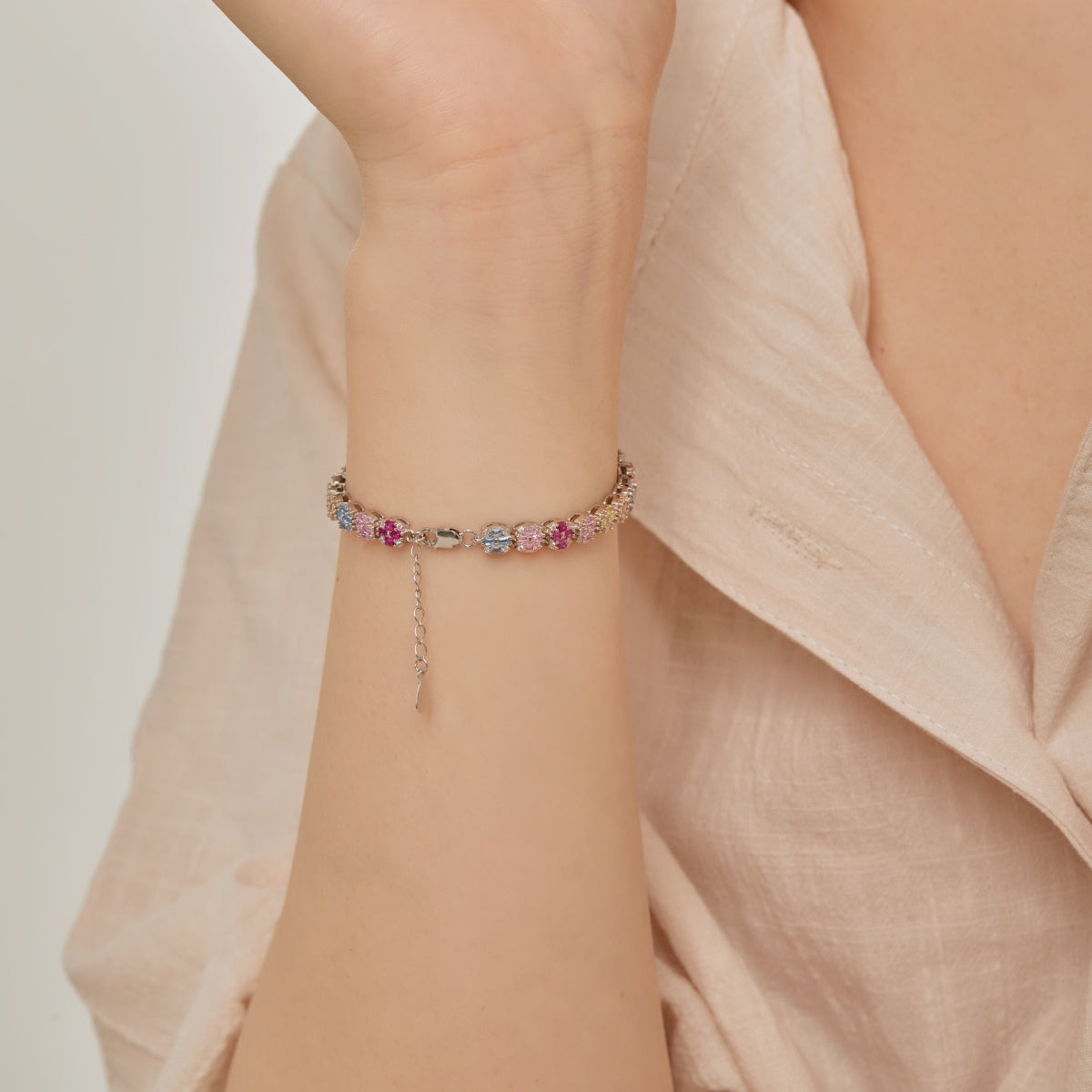 [Clover Jewels]Delicate Colorful Emerald Cut Daily Bracelet