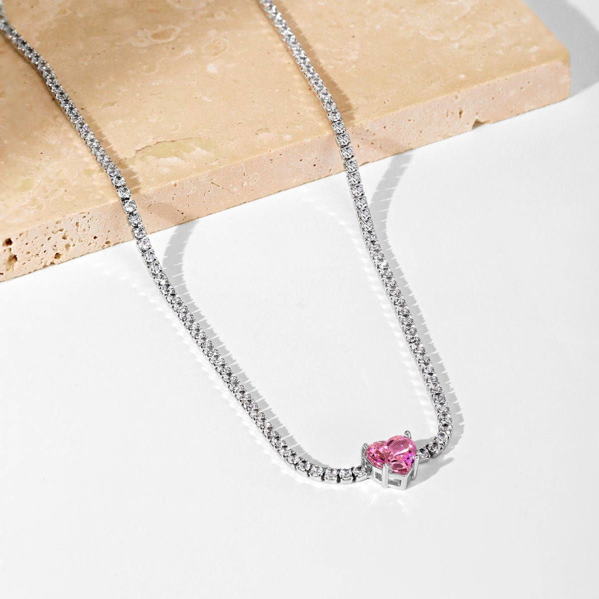 [Clover Jewels]2.0 Carat Sparkling Tennis Heart Cut Necklace