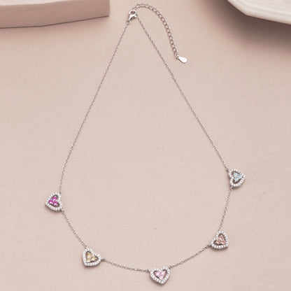 [Clover Jewels]Sparkling Five Heart Necklace