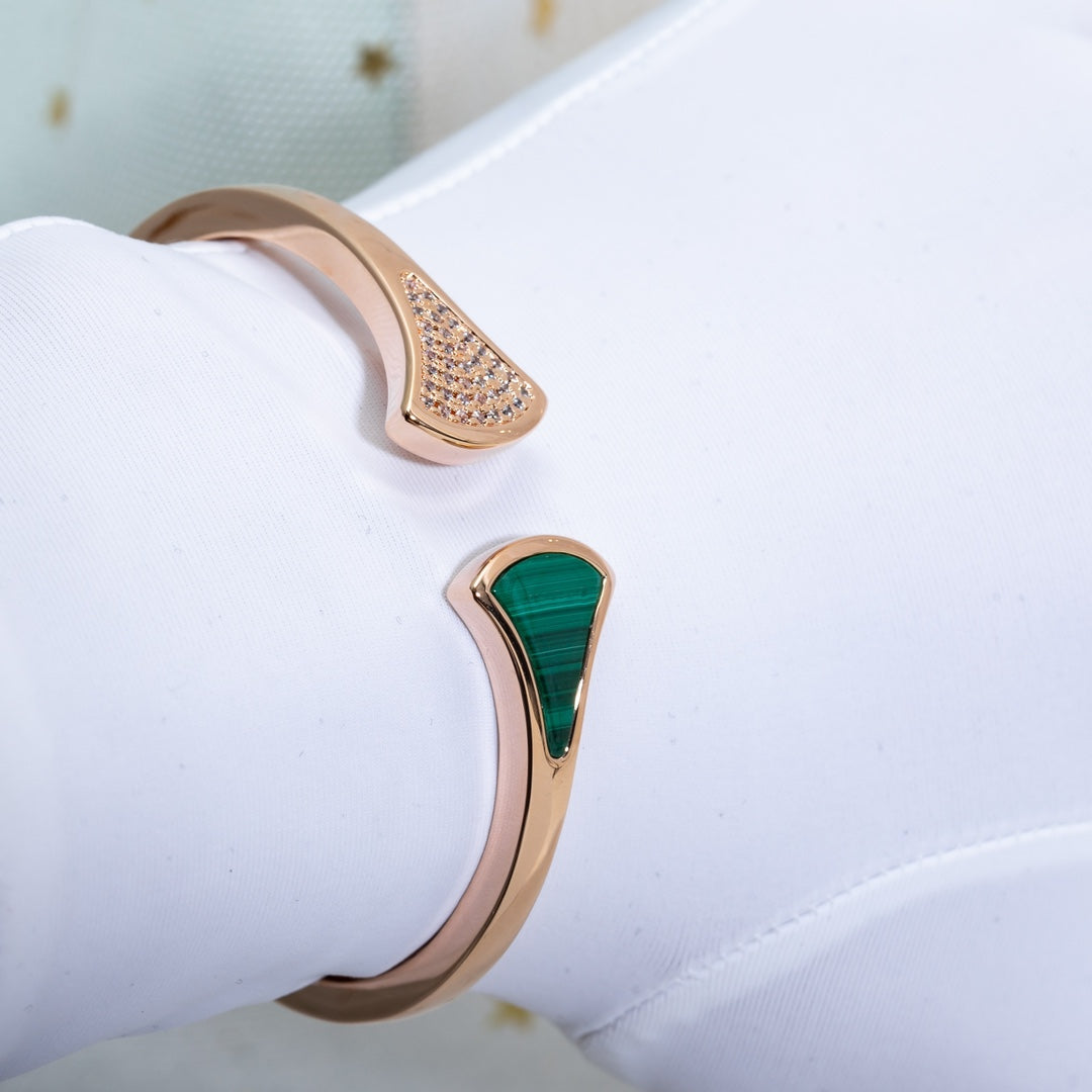 [Clover Jewels]DREAM BRACELET OPEN MALACHITE PINK GOLD