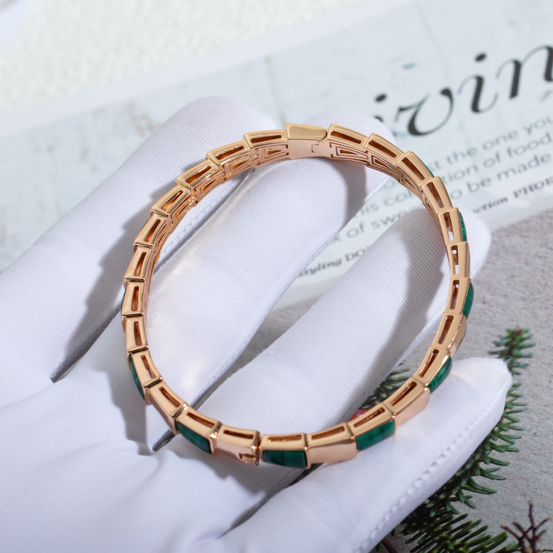 [Clover Jewels]SERPENTI BRACELET PINK GOLD MALACHITE