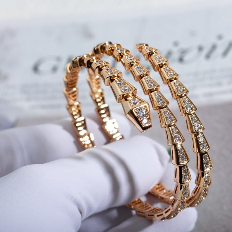 [Clover Jewels]SERPENTI BRACELET PINK GOLD DIAMOND DOUBLE ROW