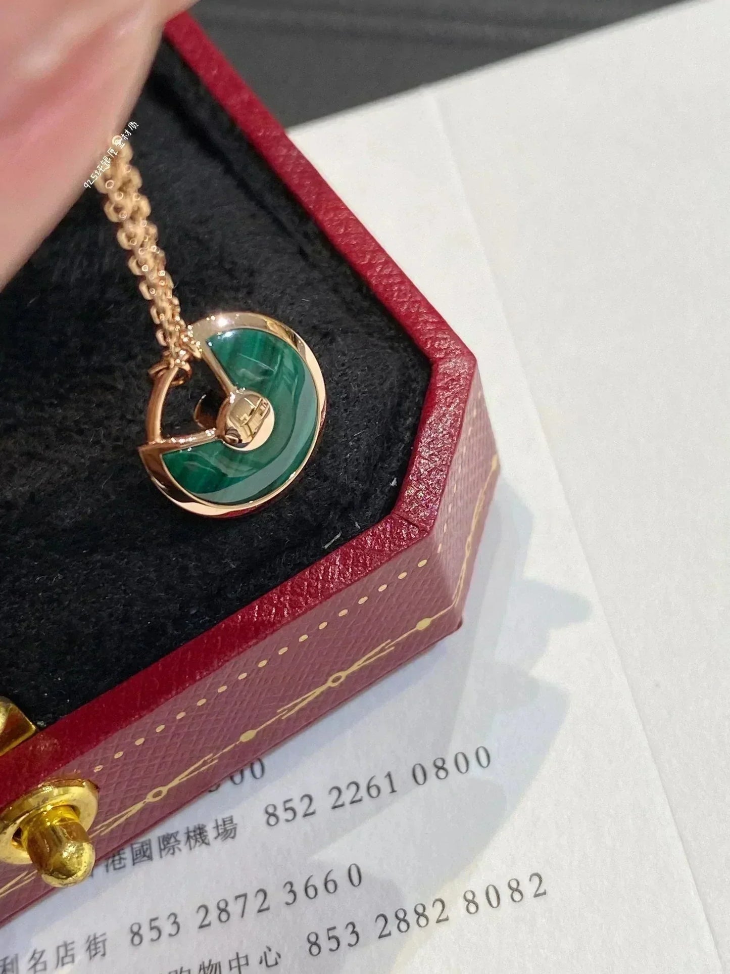 [Clover Jewels]AMULETTE ROSE GOLD MALACHITE NECKLACE