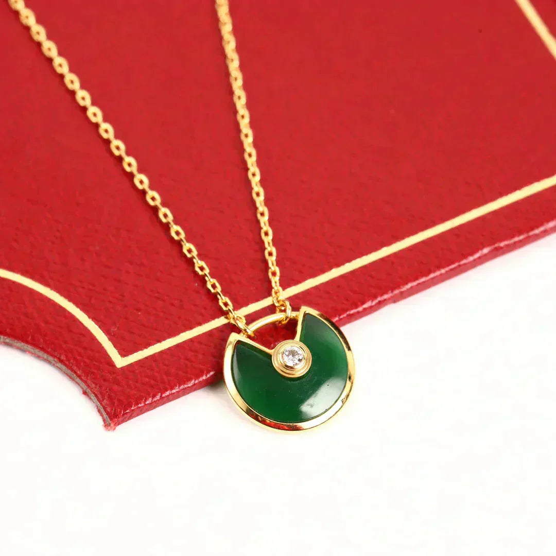 [Clover Jewels]AMULETTE GOLD MALACHITE NECKLACE