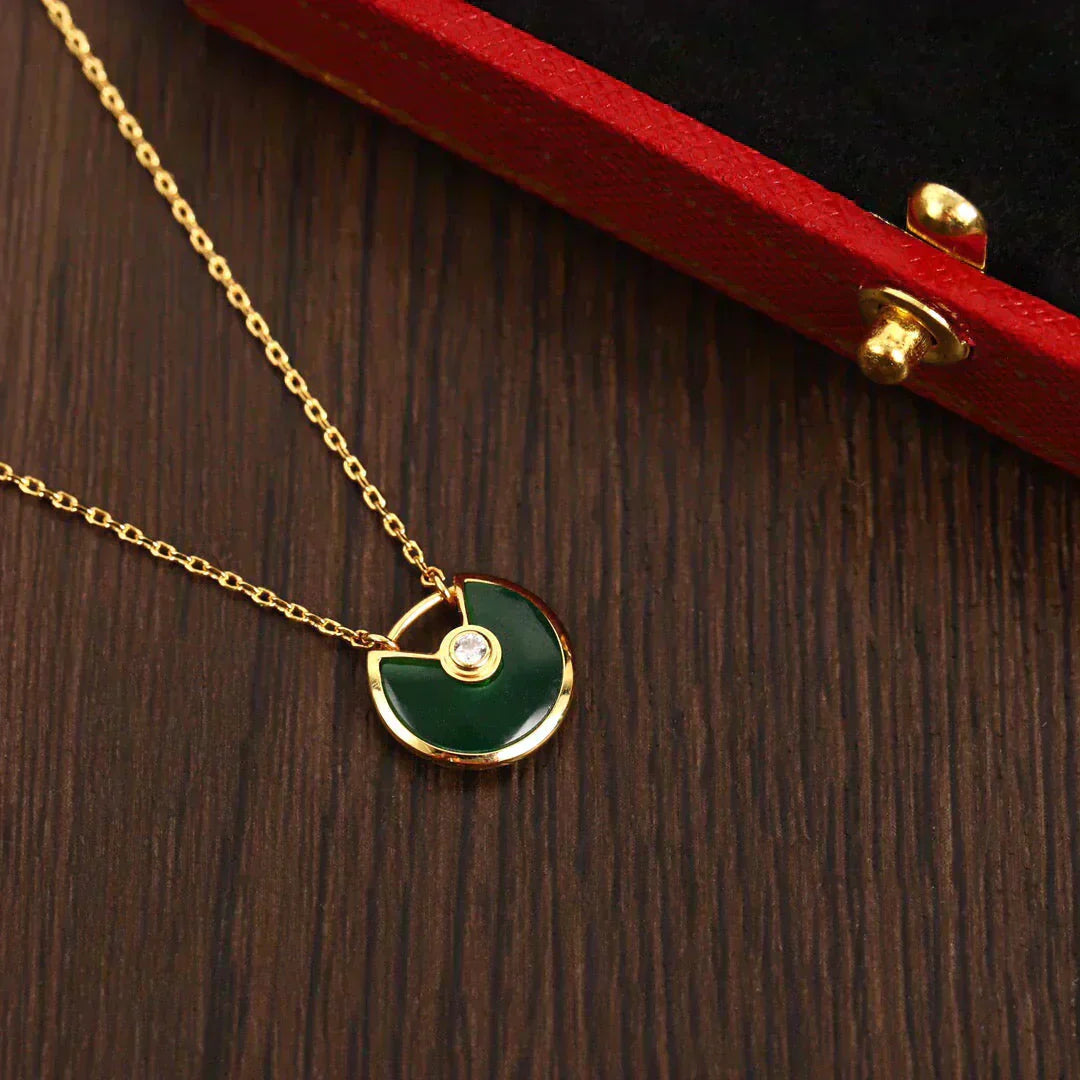 [Clover Jewels]AMULETTE GOLD MALACHITE NECKLACE