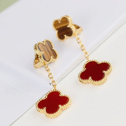 [Clover Jewels]CLOVER  2 MOTIF  TIGER EYE CARNELIAN EARRINGS