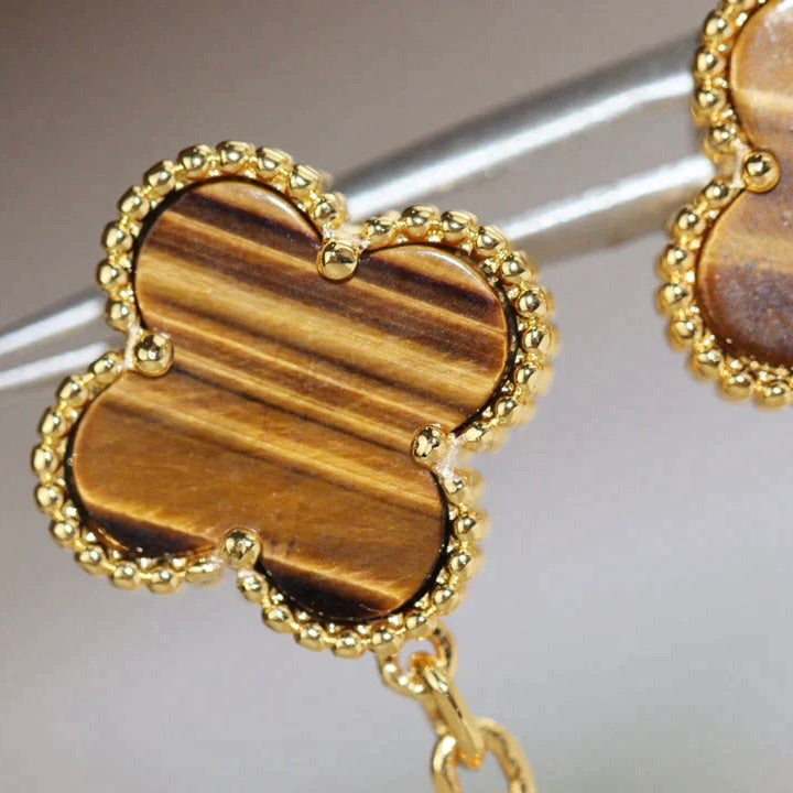 [Clover Jewels]CLOVER  2 MOTIF  TIGER EYE CARNELIAN EARRINGS