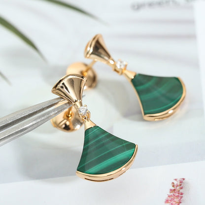 [Clover Jewels]DREAM MALACHITE PINK GOLD EARRINGS