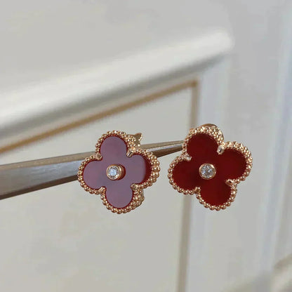 [Clover Jewels]CLOVER MEDIUM 1 MOTIFS CARNELIAN  DIAMOND earrings