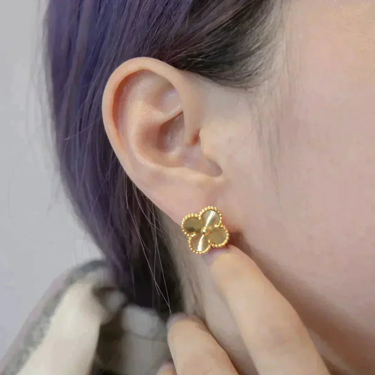 [Clover Jewels]CLOVER MEDIUM 1 MOTIFS LASER EARRINGS