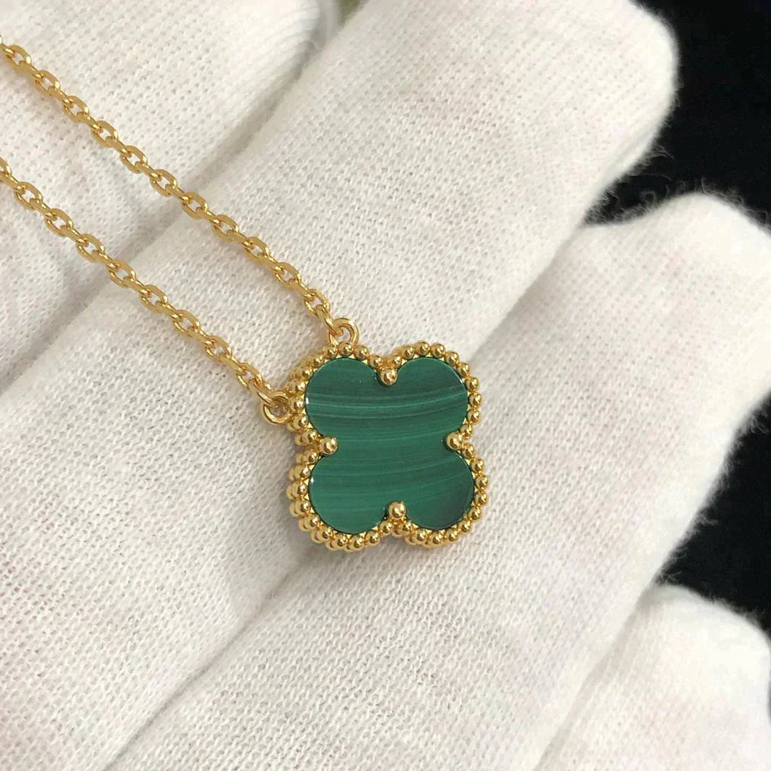 [Clover Jewels]CLOVER 15MM MALACHITE SINGLE FLOWER  NECKLACE