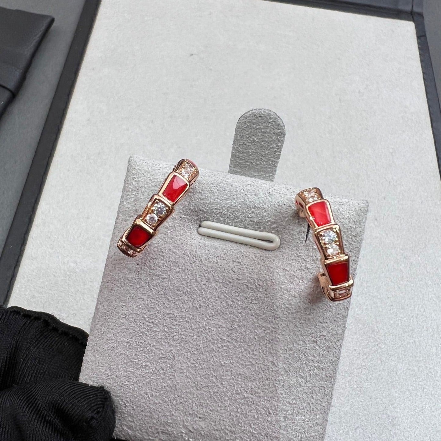 [Clover Jewels]SERPENTI CARNELIAN PINK GOLD EARRINGS