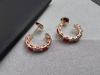 [Clover Jewels]SERPENTI CARNELIAN PINK GOLD EARRINGS