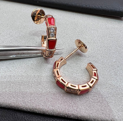 [Clover Jewels]SERPENTI CARNELIAN PINK GOLD EARRINGS