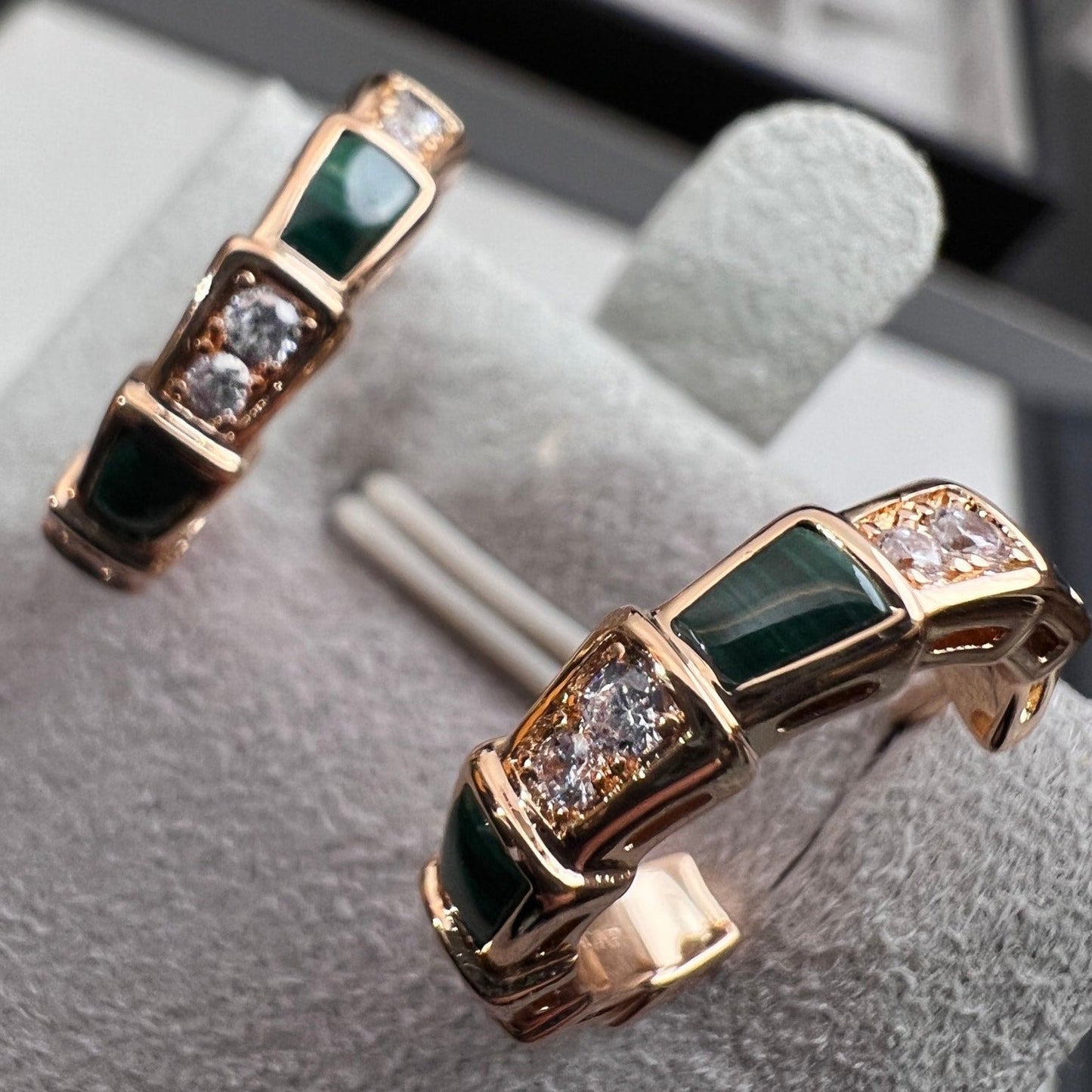 [Clover Jewels]SERPENTI MALACHITE PINK GOLD EARRINGS