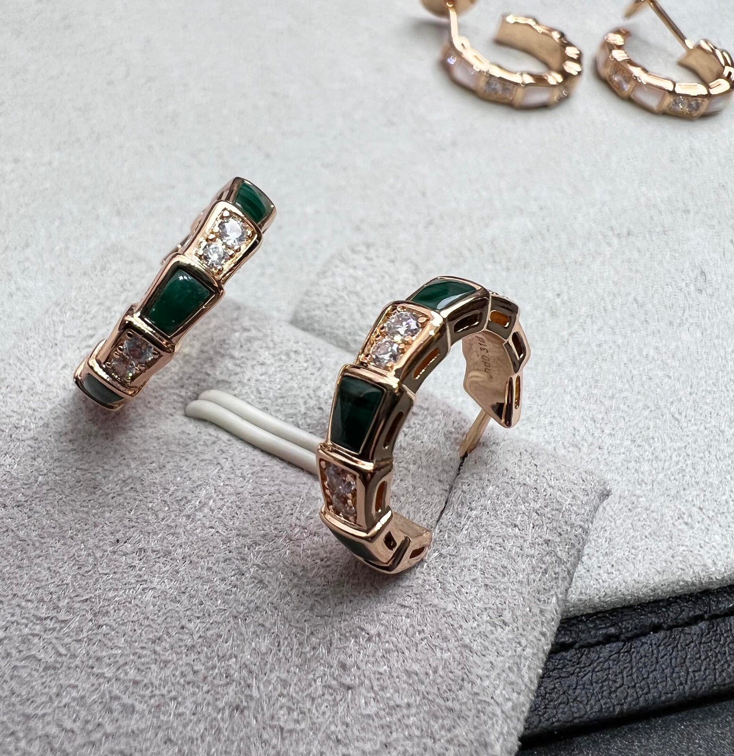 [Clover Jewels]SERPENTI MALACHITE PINK GOLD EARRINGS