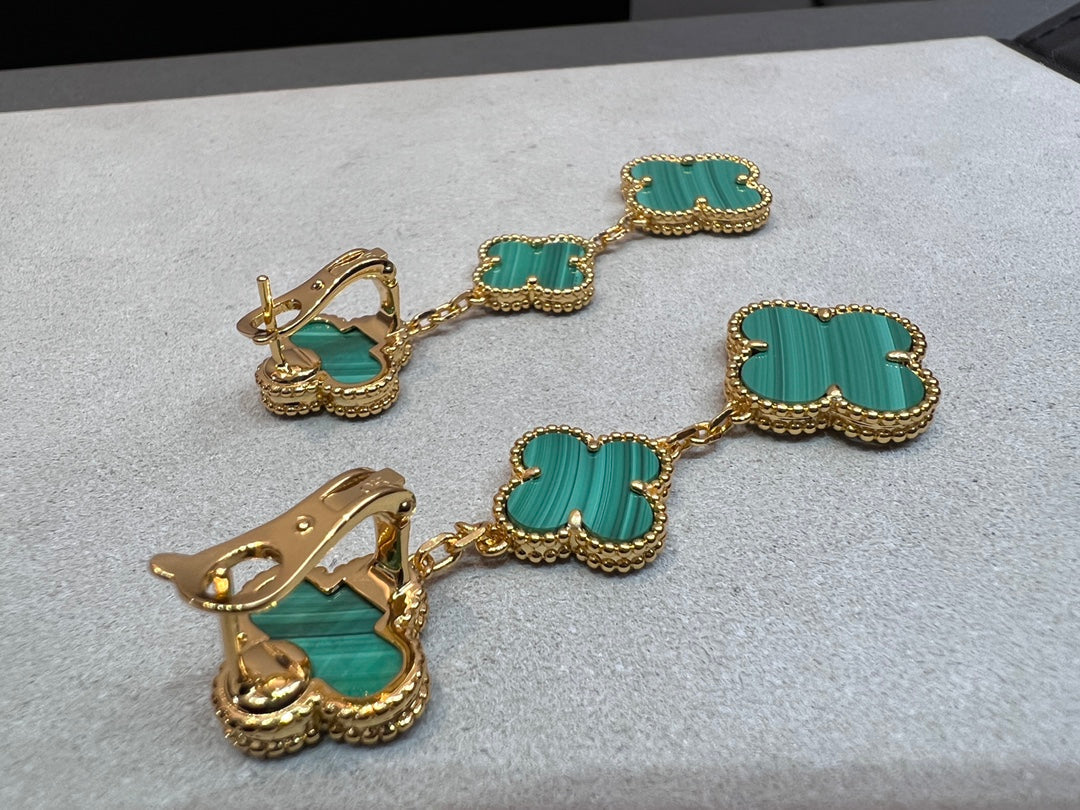 [Clover Jewels]CLOVER MALACHITE 3 MOTIFS GOLD