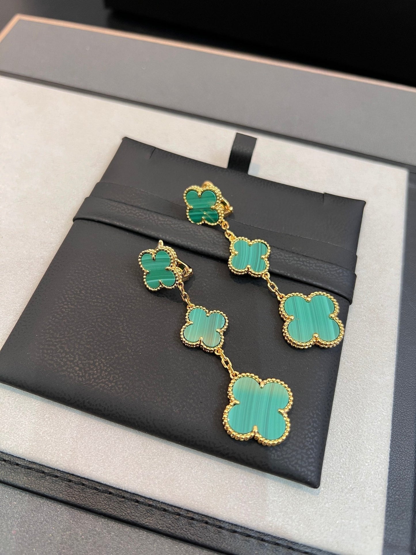 [Clover Jewels]CLOVER MALACHITE 3 MOTIFS GOLD