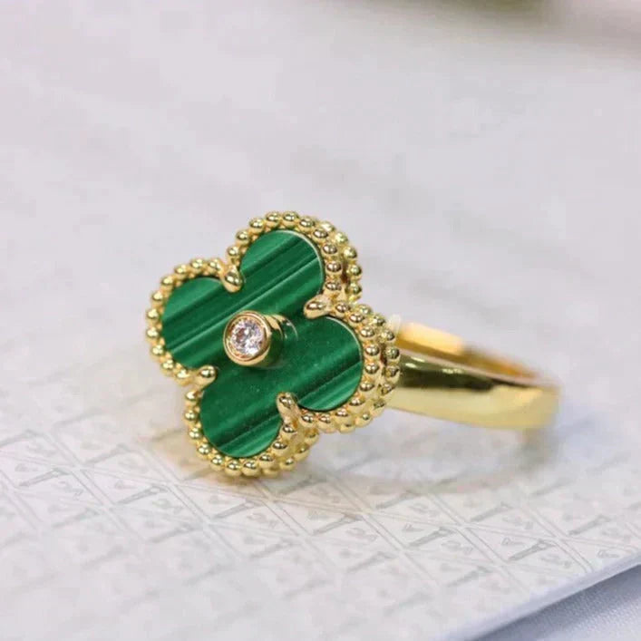 [Clover Jewels]CLOVER MALACHITE RING GOLD DIAMOND