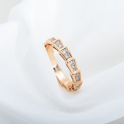 [Clover Jewels]SERPENTI RING PINK GOLD DIAMOND PAVED 3MM