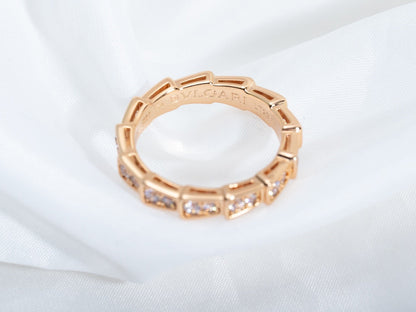 [Clover Jewels]SERPENTI RING PINK GOLD DIAMOND PAVED 3MM