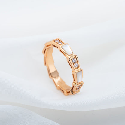 [Clover Jewels]SERPENTI RING PINK GOLD DIAMOND MOP 3MM