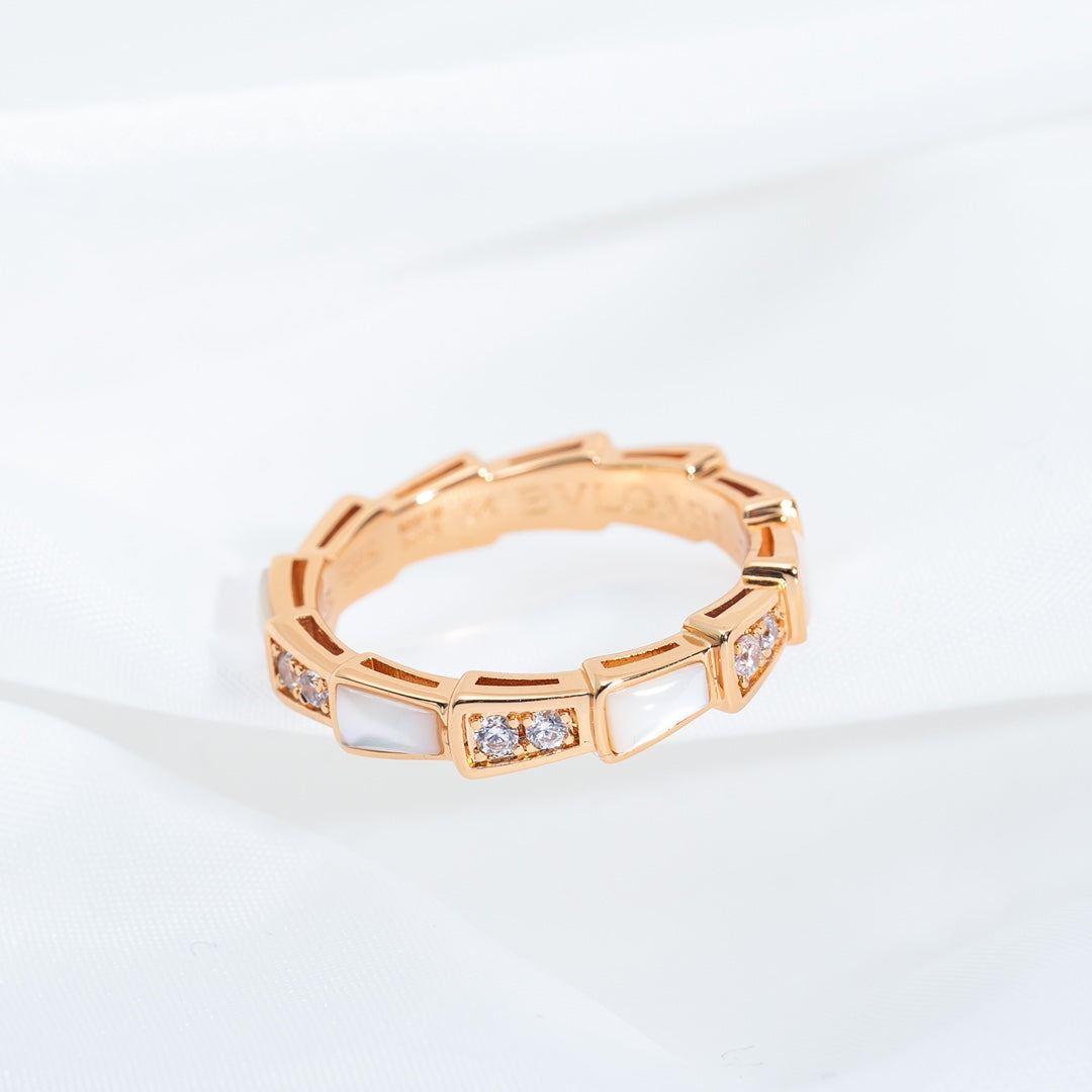 [Clover Jewels]SERPENTI RING PINK GOLD DIAMOND MOP 3MM