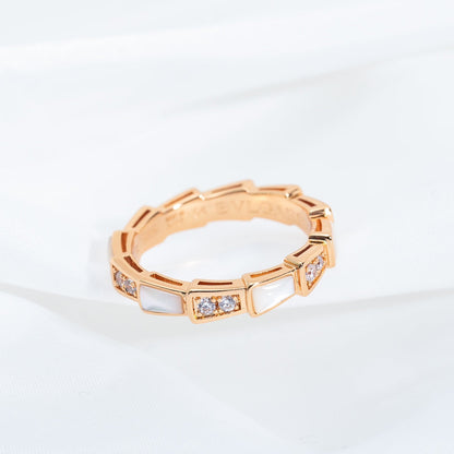 [Clover Jewels]SERPENTI RING PINK GOLD DIAMOND MOP 3MM