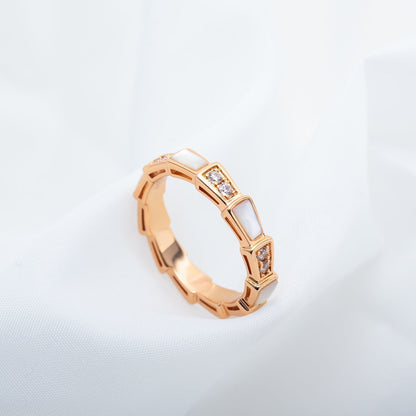 [Clover Jewels]SERPENTI RING PINK GOLD DIAMOND MOP 3MM