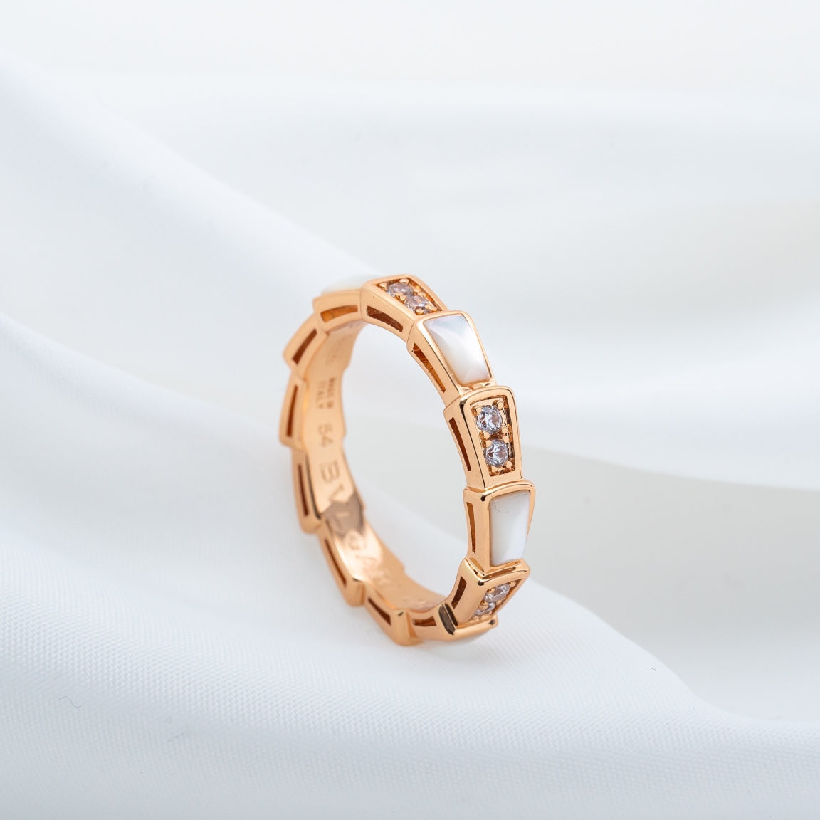 [Clover Jewels]SERPENTI RING PINK GOLD DIAMOND MOP 3MM