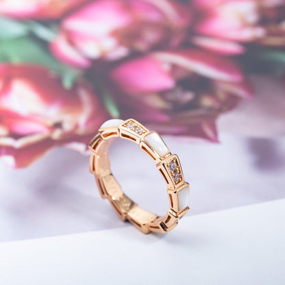 [Clover Jewels]SERPENTI RING PINK GOLD DIAMOND MOP 3MM